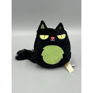 Black Cat Plush Neon Green Belly 7” Stuffed Animal MTY International